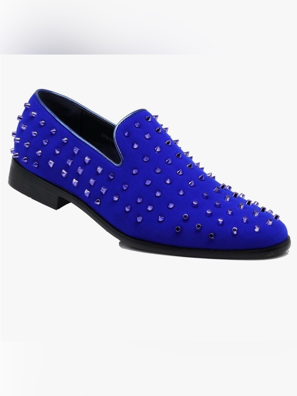 NWT Enzo Romeo Mens Blue Vintage Velvet Rhinestone Slip-On Loafer